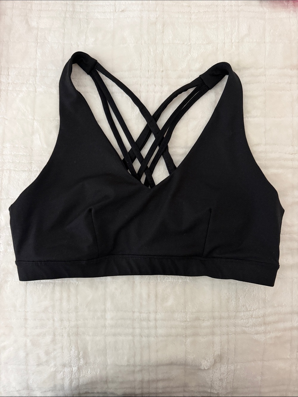 Women’s Black Strappy Bralette - Sleek Supportive Sleepwear